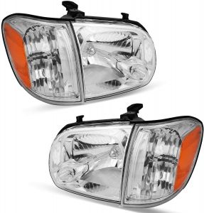 OEDRO Headlight Assembly Compatible with 2007-2013 Toyota Tundra 08-17 Sequoia Headlamps Housing LED Headlights Black 