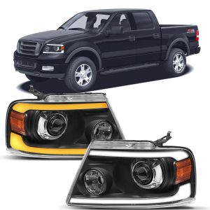 04-08 Ford F150 LED DRL Black Housing Clear Lens Headlamps | OEDRO®