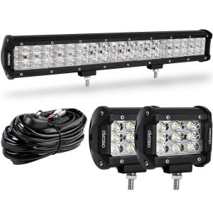 Oedro - Barra de luces Led, arnés de cableado 300 W, 20 pulgadas. Tres  filas de luz Led de inundación de puntos de luz para camión, Jeep SUV, ATV  UTV