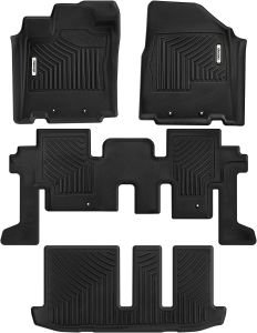 SMARTLINER All Weather Custom Fit 3 Row Black Floor Mat Liner Set Compatible With 2013-2020 Nissan Pathfinder/ 2013 Infiniti JX35/ 2014-2020 Infiniti QX60 