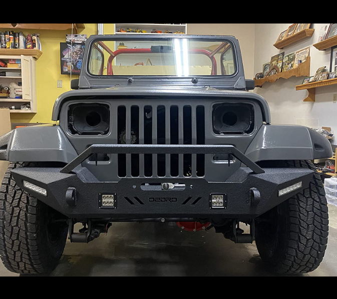  OEDRO Front Bumper Compatible for 87-06 Jeep Wrangler TJ & YJ &  LJ Rock Crawler Bumper with Winch Plate Mounting & 4X LED Lights & 2X  D-Rings Off Road : Automotive
