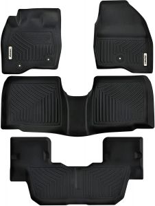 Rear Full Set Liners Unique Black TPE All-Weather Guard Includes 1st and 2nd Rows: Front oEdRo Floor Mats Compatible for 2017-2019 Ford Explorer 