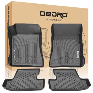 Unique Black TPE All-Weather Guard Includes 1st and 2nd Row: Front oEdRo Floor Mats Compatible for 2015-2020 Ford Mustang Full Set Liners Rear 