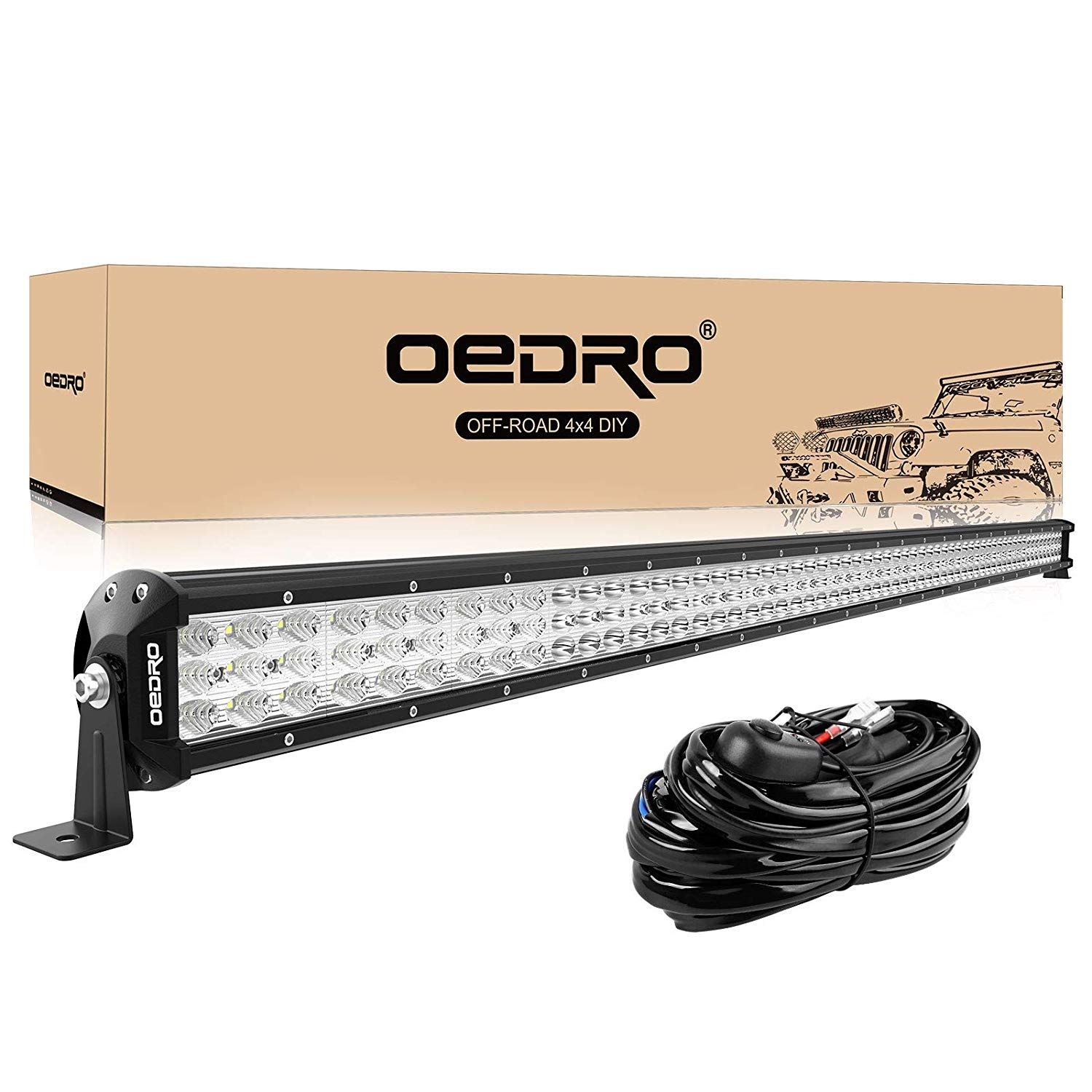 OEDRO? 50" 758W Triple Row Spot Flood Combo LED Light Bar with Wiring Harness