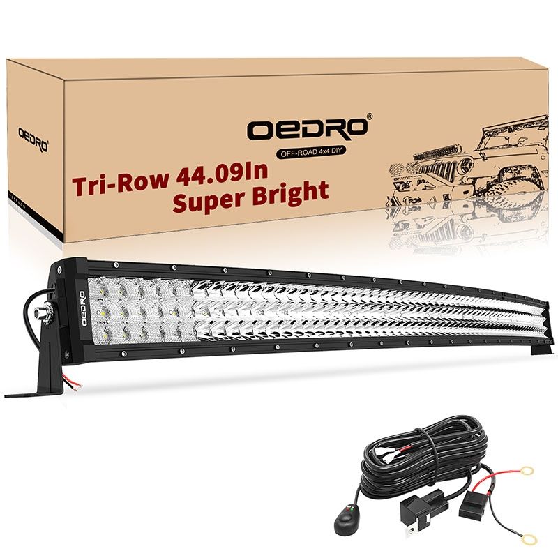 OEDRO? 42" 500W Tri-Rows Curved LED Light Bar With Wiring Harness