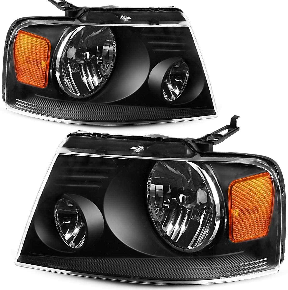OEDRO? Headlight Assembly 2004-2008 Ford F150 Pickup, Amber Reflectors and Clear Lens, Black Housing