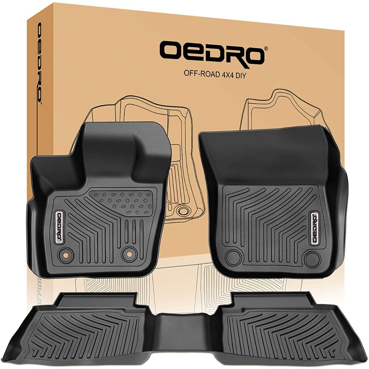 OEDRO? Floor Mats for 2017-2020 Ford Fusion/ Lincoln MKZ All Models, Black TPE All-Weather Guard Full Liner Set