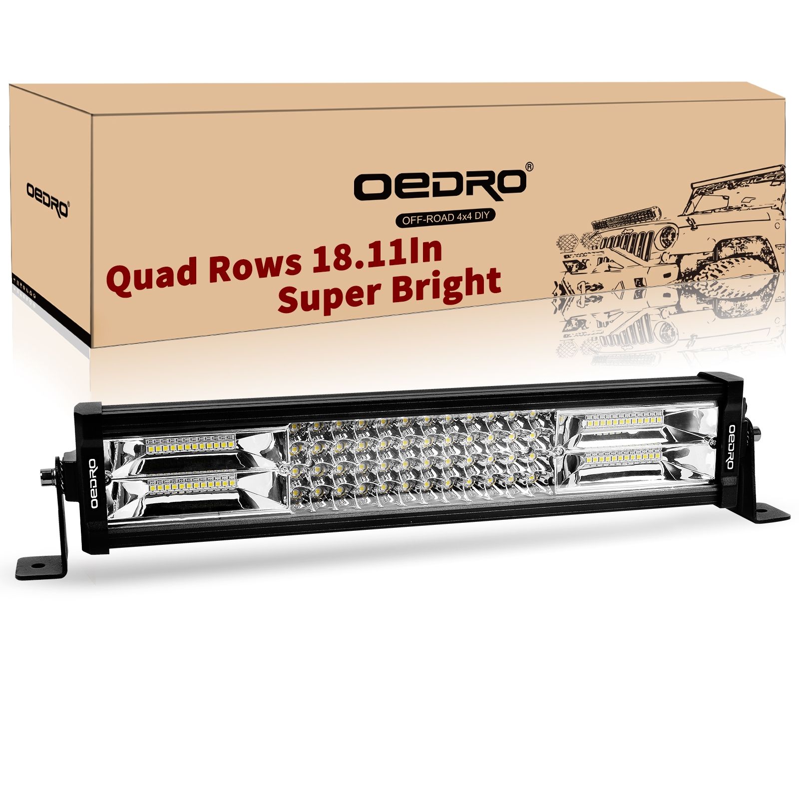 OEDRO? 16" Quad Rows Spot Flood Light LED Light Bar + Wiring Harness