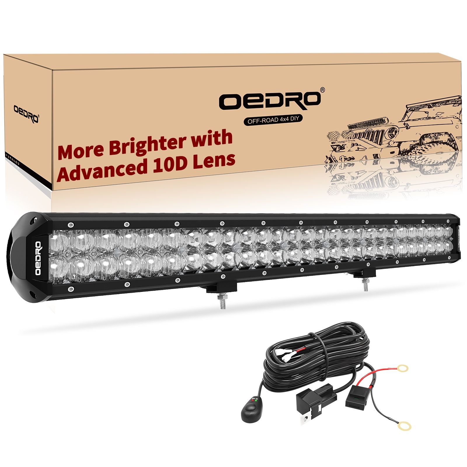 OEDRO? 25.5" 320W 22570LM LED Light Bar Advanced 10D Fish Eyes Lens Lights Bar