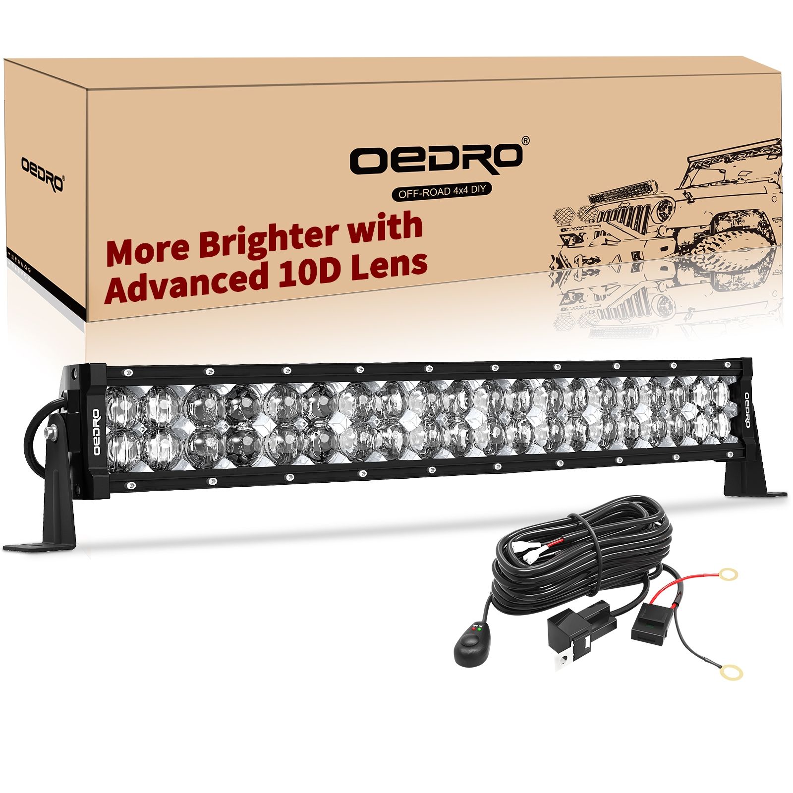 OEDRO? 22" 400W 28500LM Curved LED Light Bar Spot Light with Wiring Harness