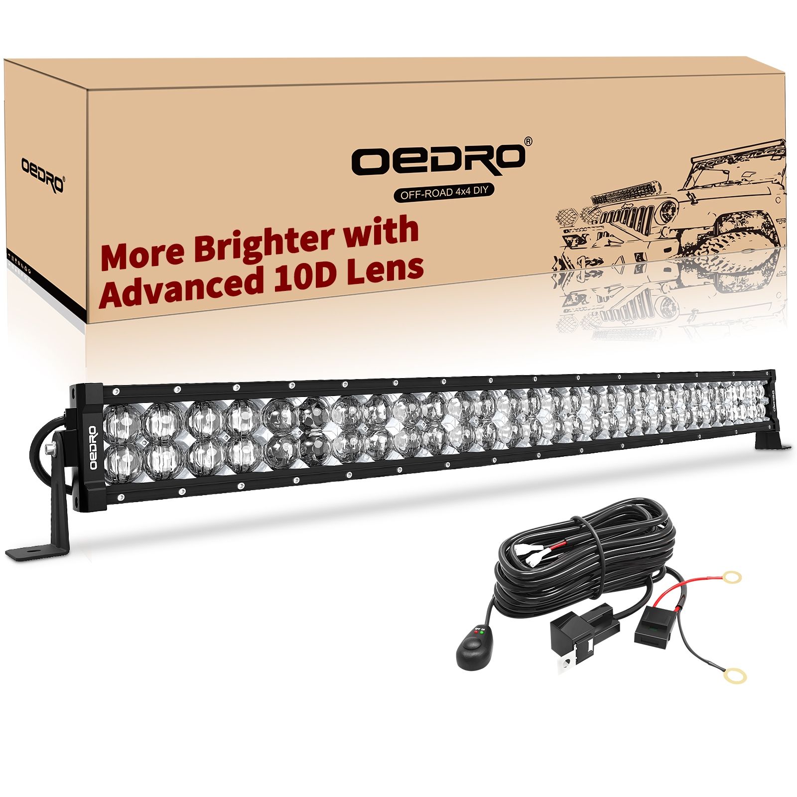 OEDRO? 32" 480W Curved LED Light Bar Spot & Flood Combo Beam with Wiring Harness