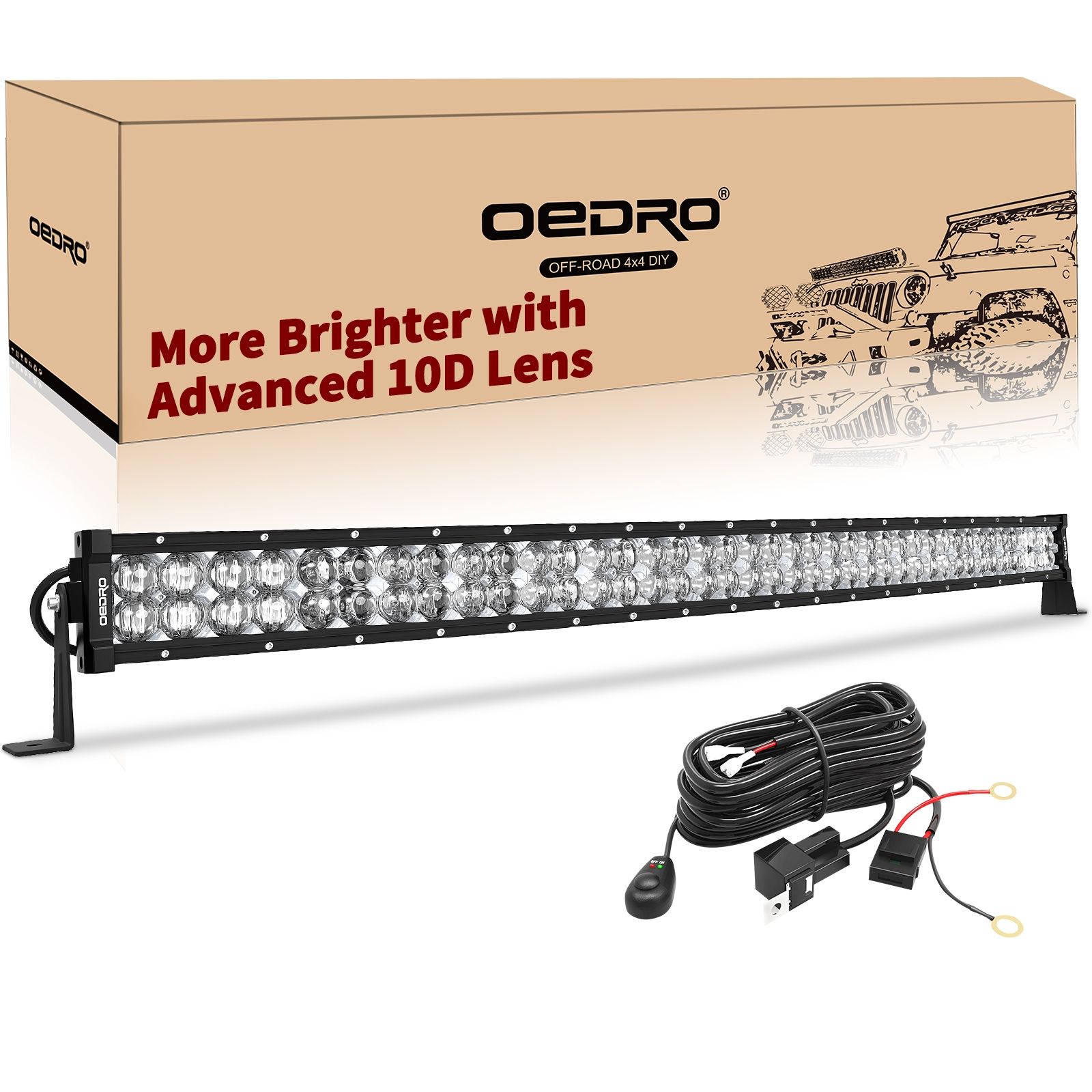OEDRO? 42" 510W 35720LM LED Light Bar Off-Road Light With Wiring Harness