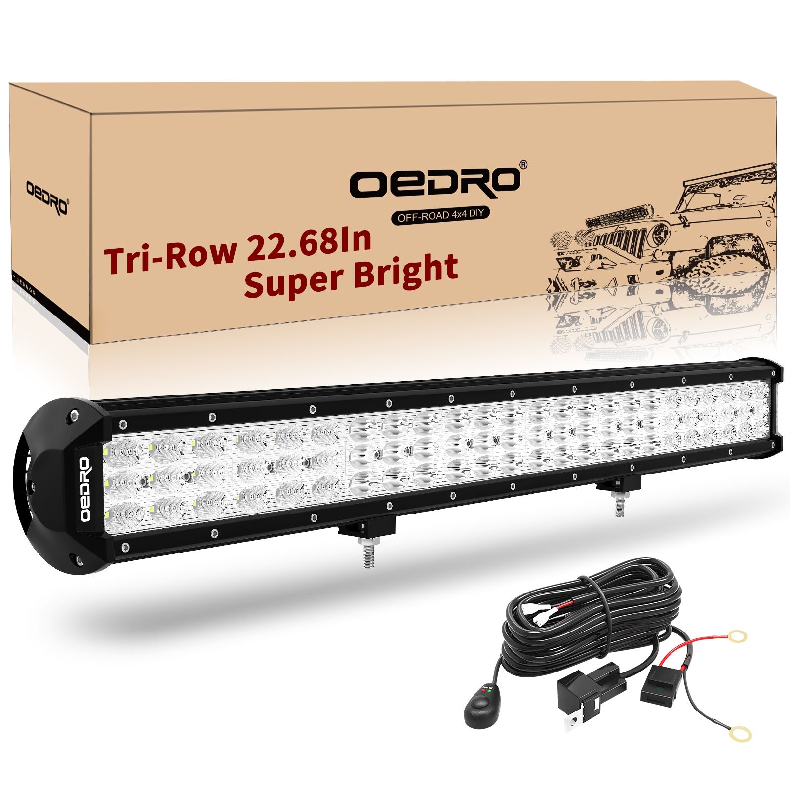OEDRO? 23" 416W Tri-Row LED Light Bar LED Light with Wiring Harness
