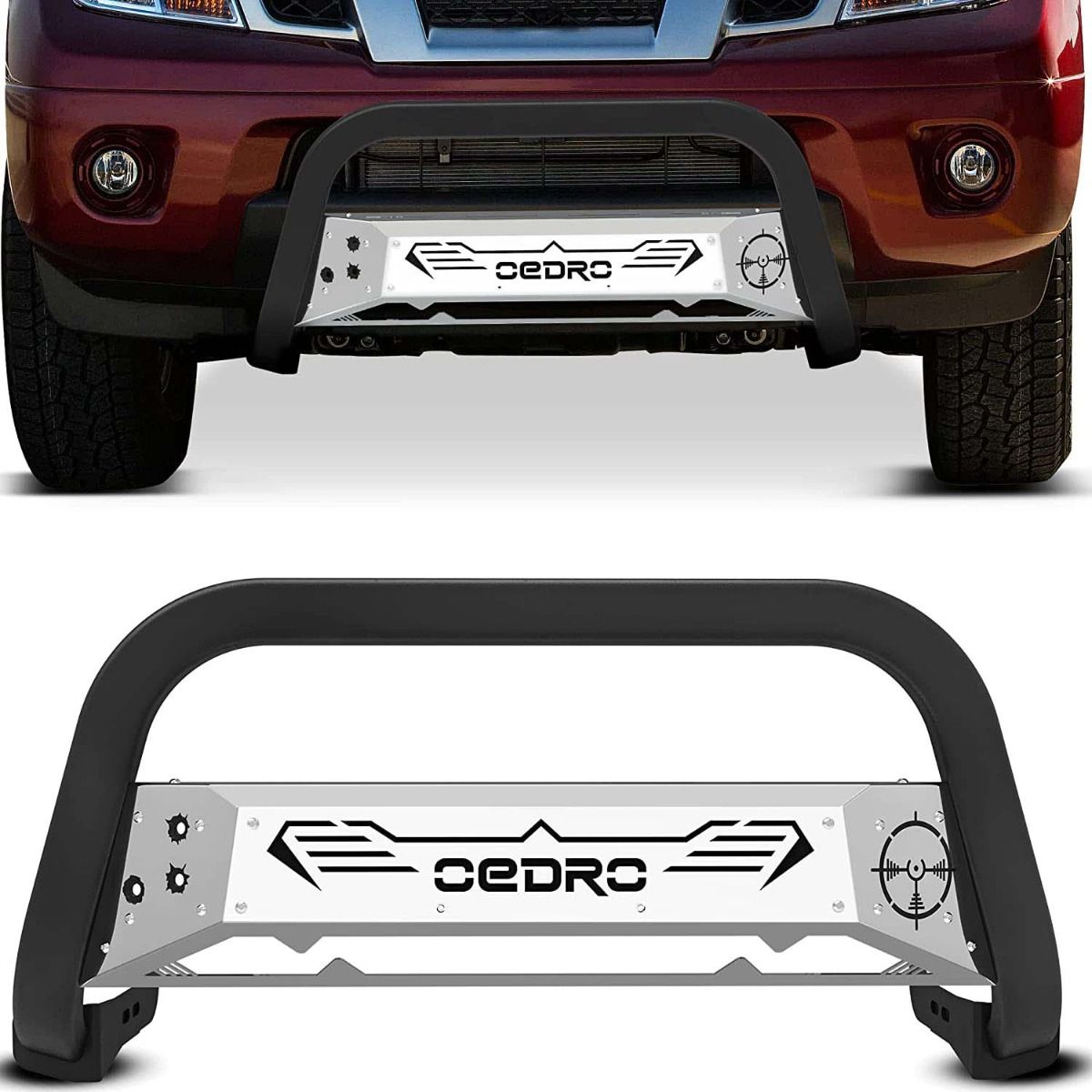 OEDRO? Bull Bar for 2005-2021 Nissan Frontier, Front Push Bumper Guard w/Light Mount