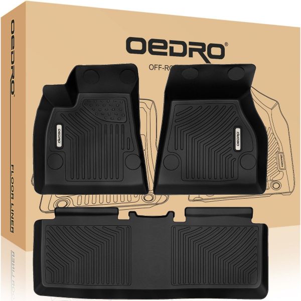 OEDRO? Floor Mats for 2015-2020 Tesla Model S, Unique Black TPE All-Weather Guard Full Set Liners