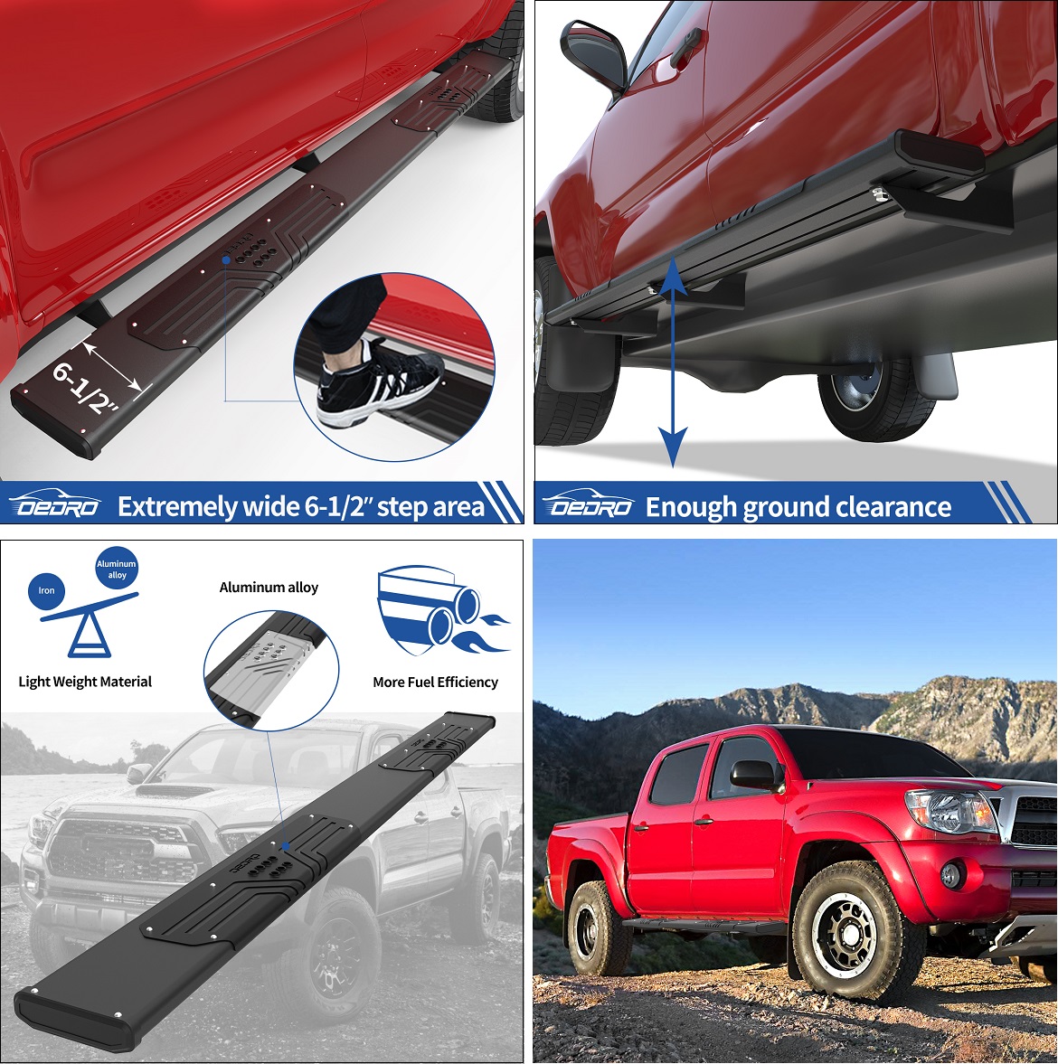 OEDRO 6 Inch Running Boards for 20052020 Toyota Crew Cab
